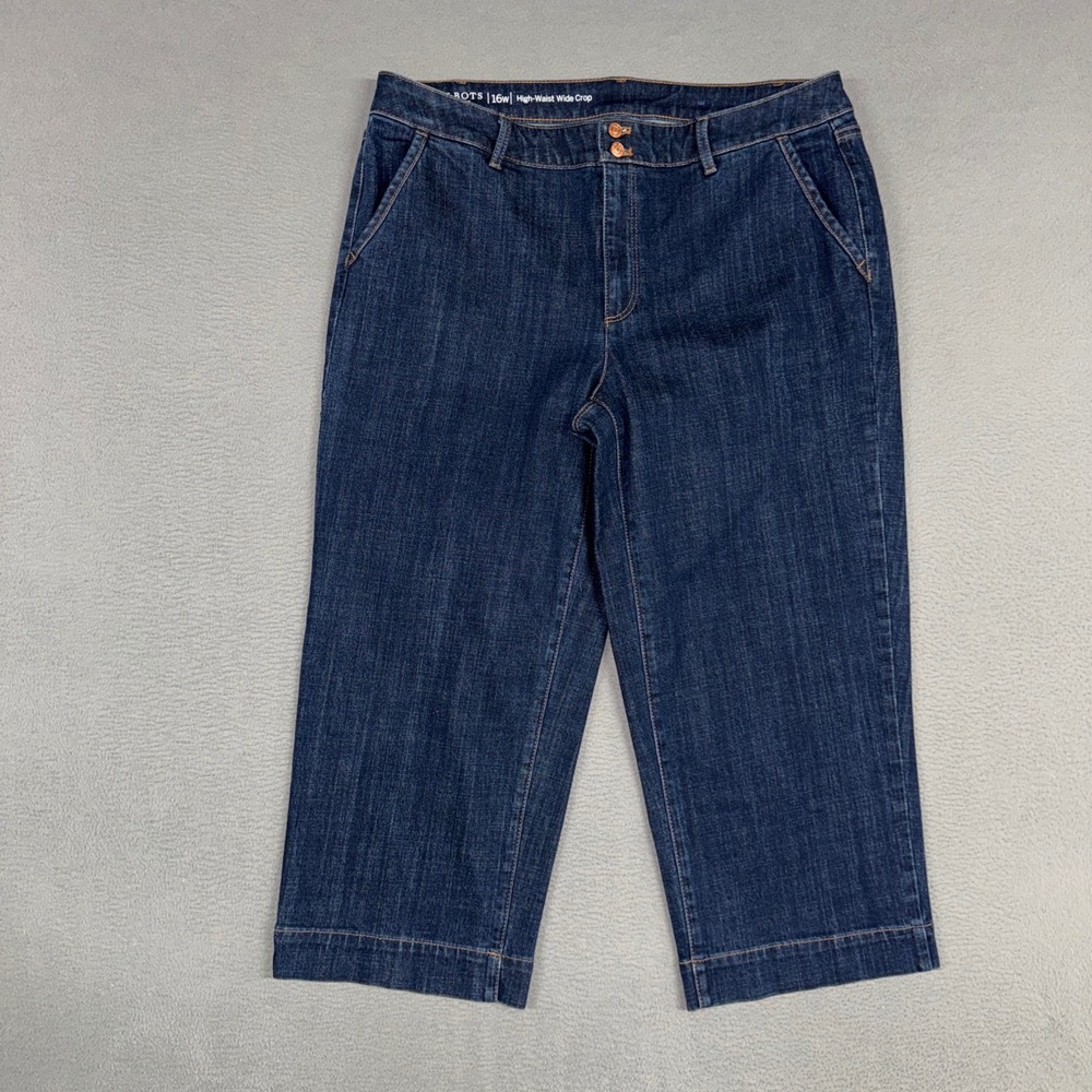 Talbots Jeans Womens 16W Blue High-Waist Wide Crop Flawless Dark Wash Denim